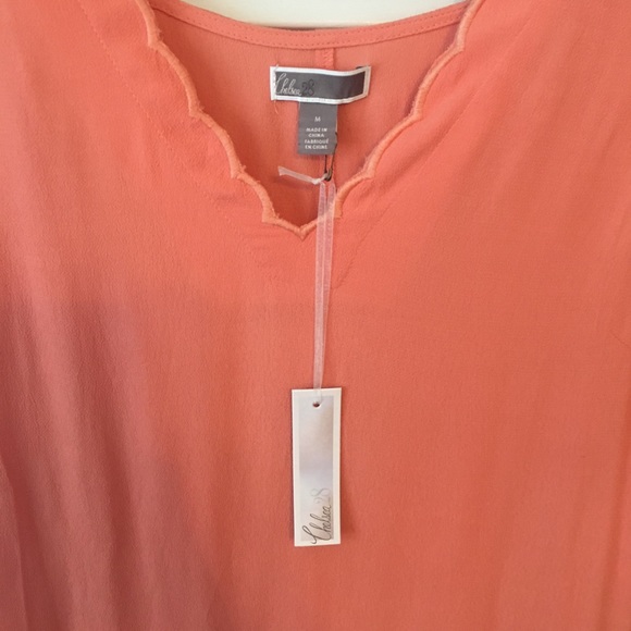 Coral Scalloped Neck Dress - Picture 3 of 4